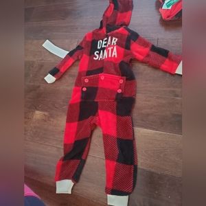 Christmas pajamas size 12-18 new Dear Santa with Hood black and red Ador…